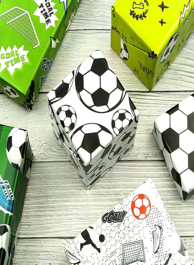 Unigift Sports Soccer Football Gift Wrapping Paper, 6 Folded Sheets Green White Soccer Ball Goal Birthday Wrapping Paper Gift Wrap Paper 20x28 inch for Boy Men Kid Baby Shower Father's Day Christmas Party - Image 5